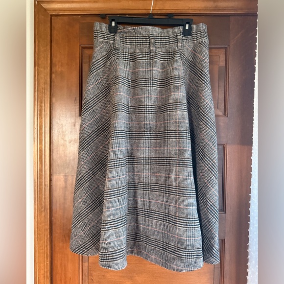 Piombo Midi Length Full Plaid Skirt - Picture 3 of 4